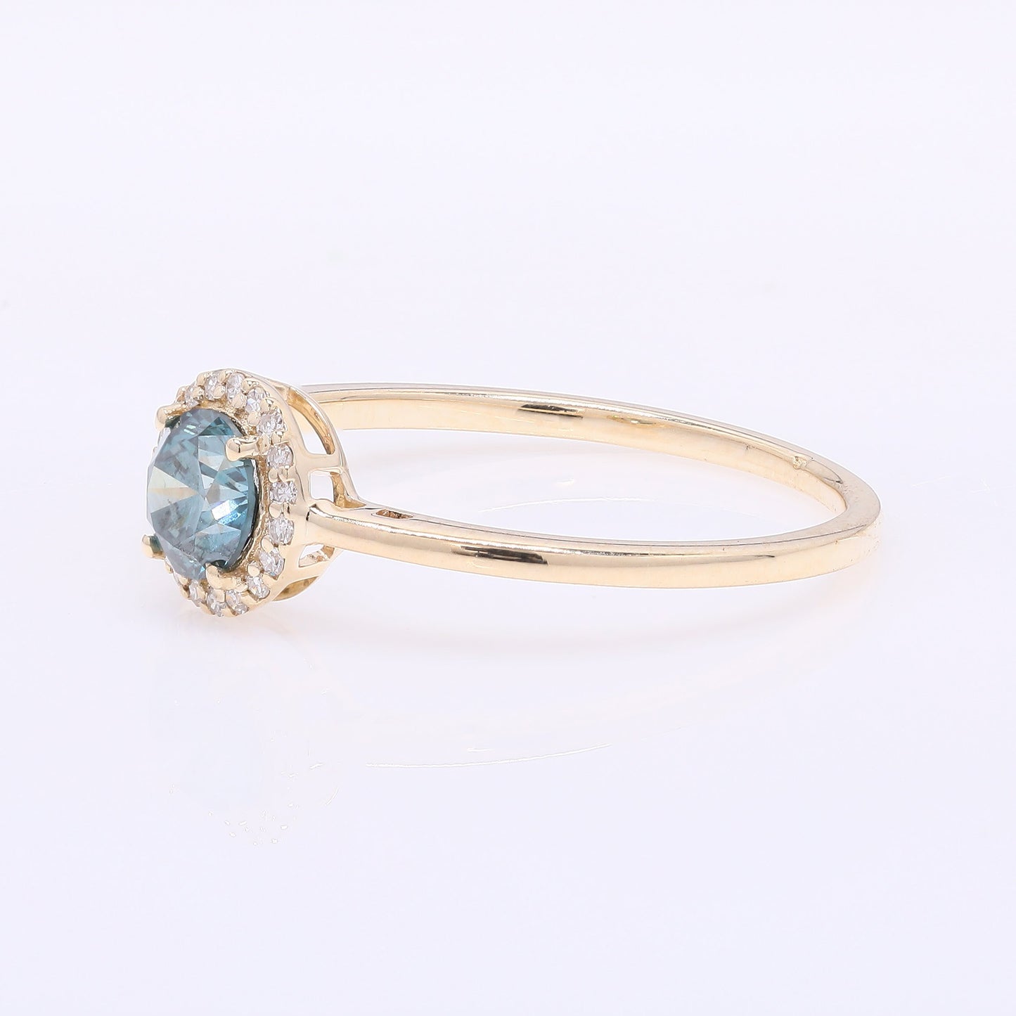 0.57 Ct Round Blue Diamond 14K Gold Ring