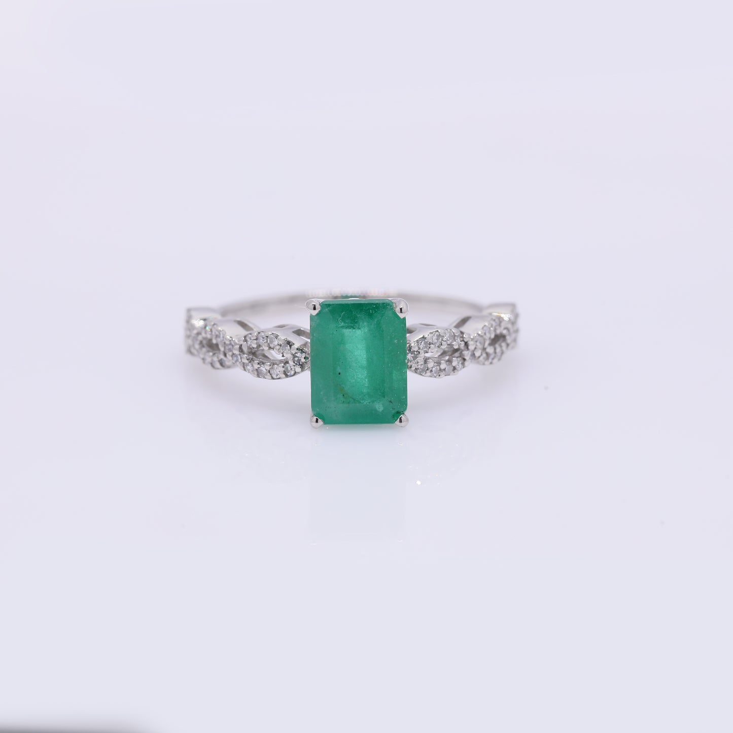 1.69 Ct Octagon Step Cut Natural Emerald 950 Platinum Ring