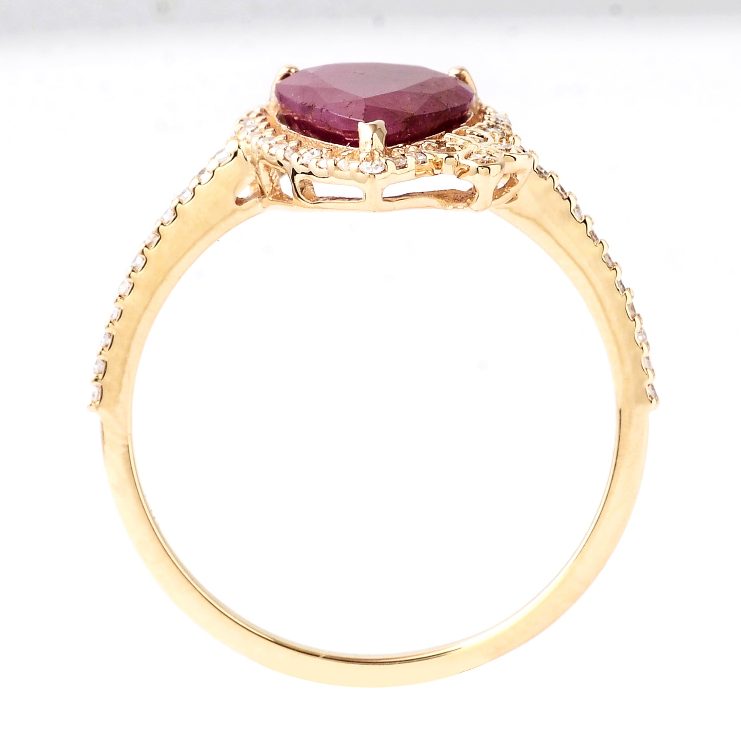 2.22 Ct Pear Mixed Cut Natural Corundum Ruby 14K Gold Ring