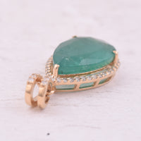 3.53 Ct Pear Mixed Cut Natural Emerald 14K Gold Pendant