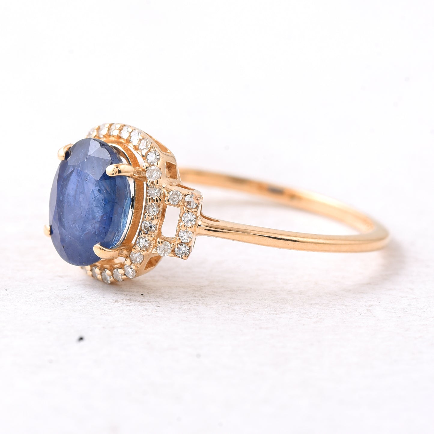 2.00 Ct Oval Mixed Cut Natural Sapphire 14K Gold Ring