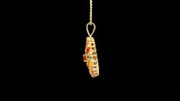 3.03 Ct Round Multi Sapphire 14K Gold Pendant