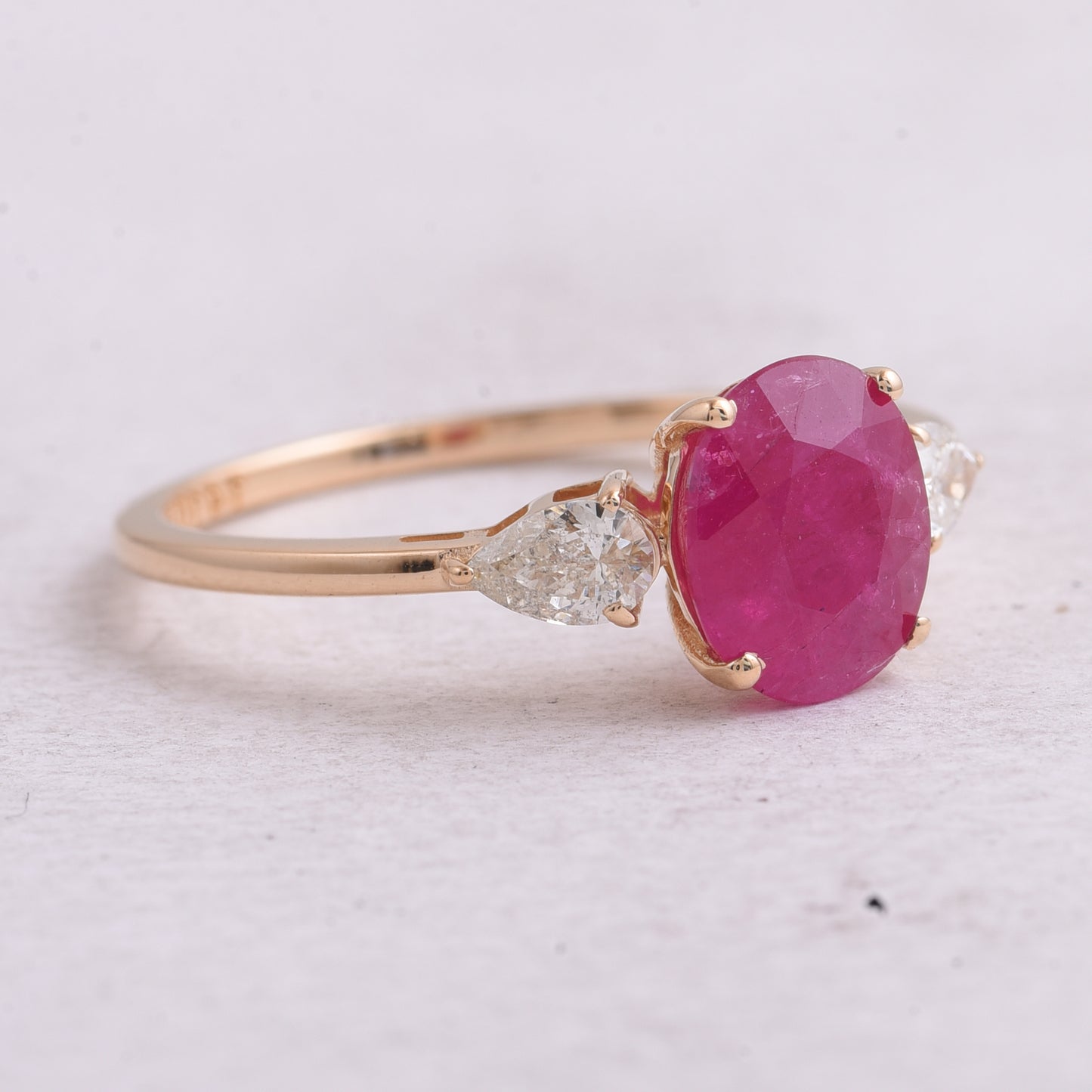 2.19 Ct Oval Mixed Cut Natural Ruby 14K Gold Ring