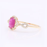 1.03 Ct Oval Mixed Cut Natural Ruby 14K Gold Ring