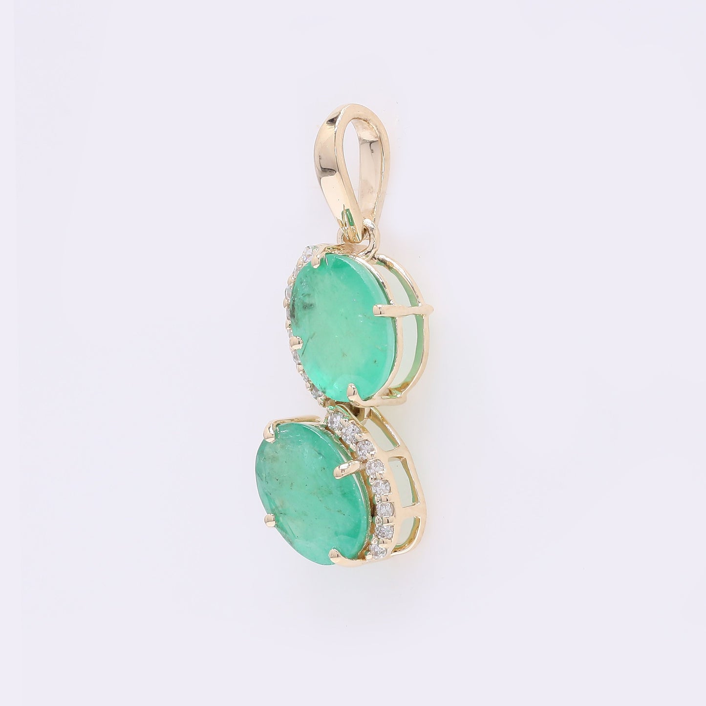 1.67 Ct Oval Mixed Cut Natural Emerald 14K Gold Pendant