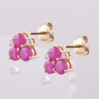 1.77 Ct Round Natural Ruby 14K Gold Earrings