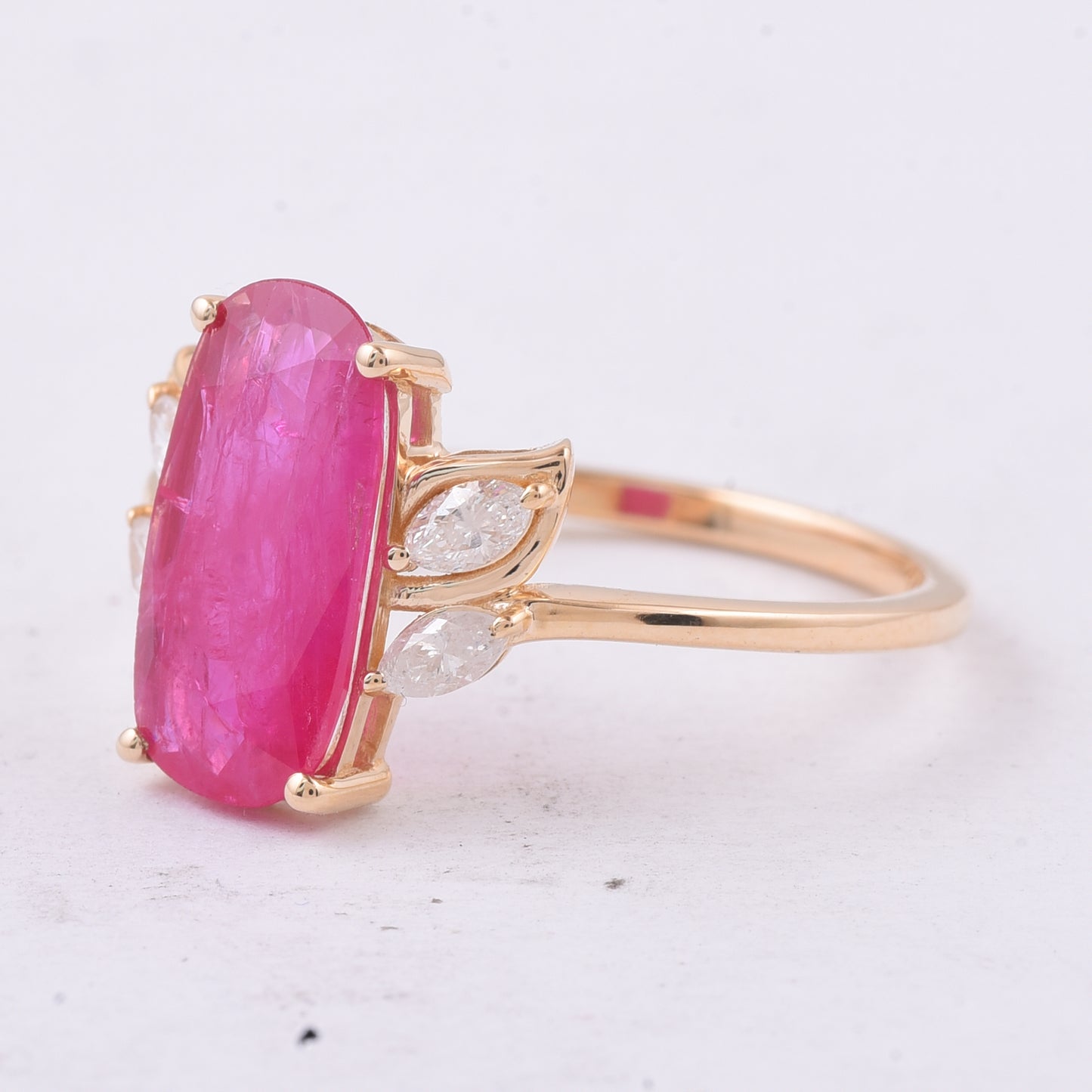 2.29 Ct Cushion Natural Ruby 14K Gold Ring
