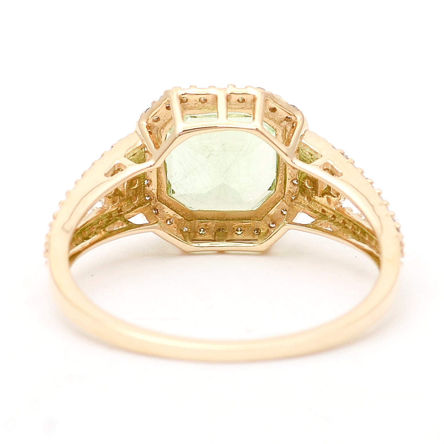 2.30 Ct Octagon Natural Eridot 14K Gold Ring