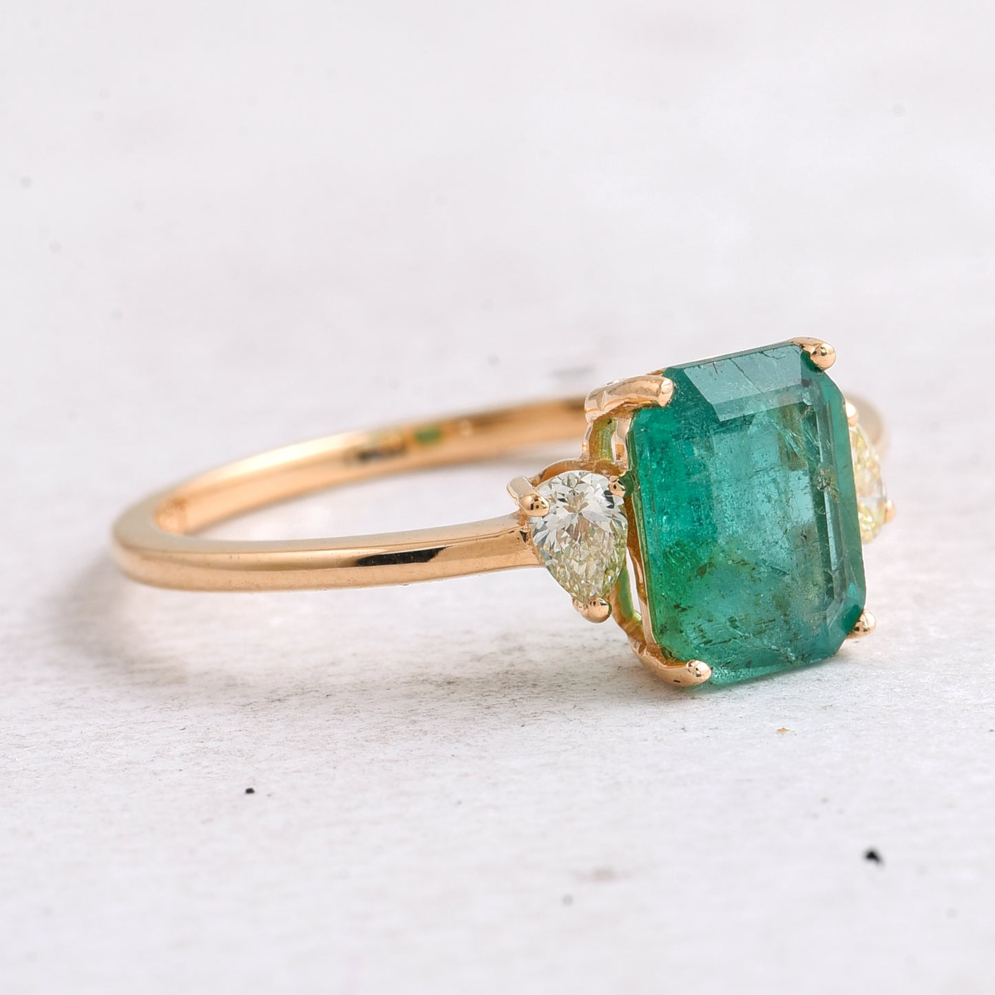 1.39 Ct Octagon Step Cut Natural Emerald 14K Gold Ring