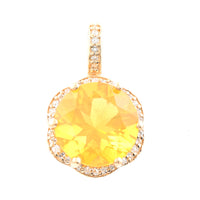 2.61 Ct Round Mixed Cut Natural Fire Opal 14K Gold Pendant