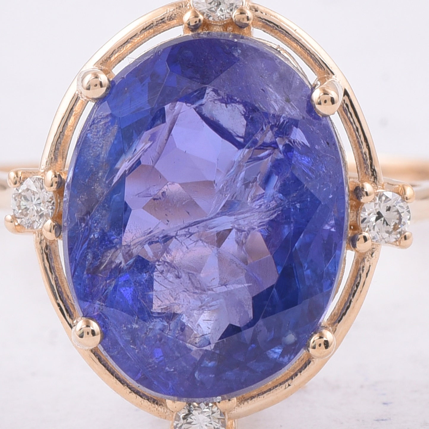 6.72 Ct Oval Natural Tanzanite 14K Gold Ring