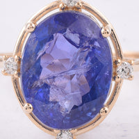 6.72 Ct Oval Natural Tanzanite 14K Gold Ring