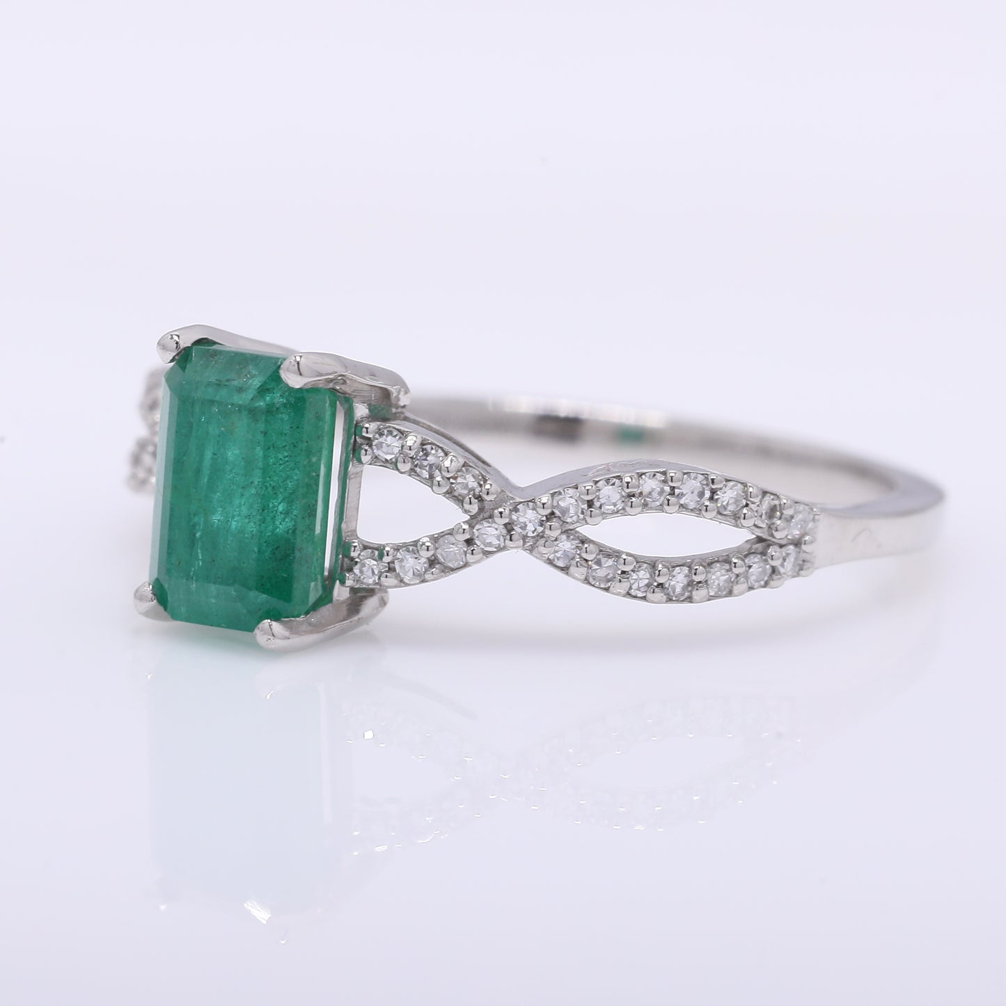 1.31 Ct Octagon Step Cut Natural Emerald 950 Platinum Ring