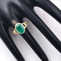 2.19 Ct Oval Mixed Cut Natural Emerald 14K Gold Ring