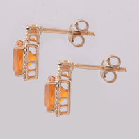 2.08 Ct Cushion Mixed Cut Natural Fire Opal 14K Gold Earrings