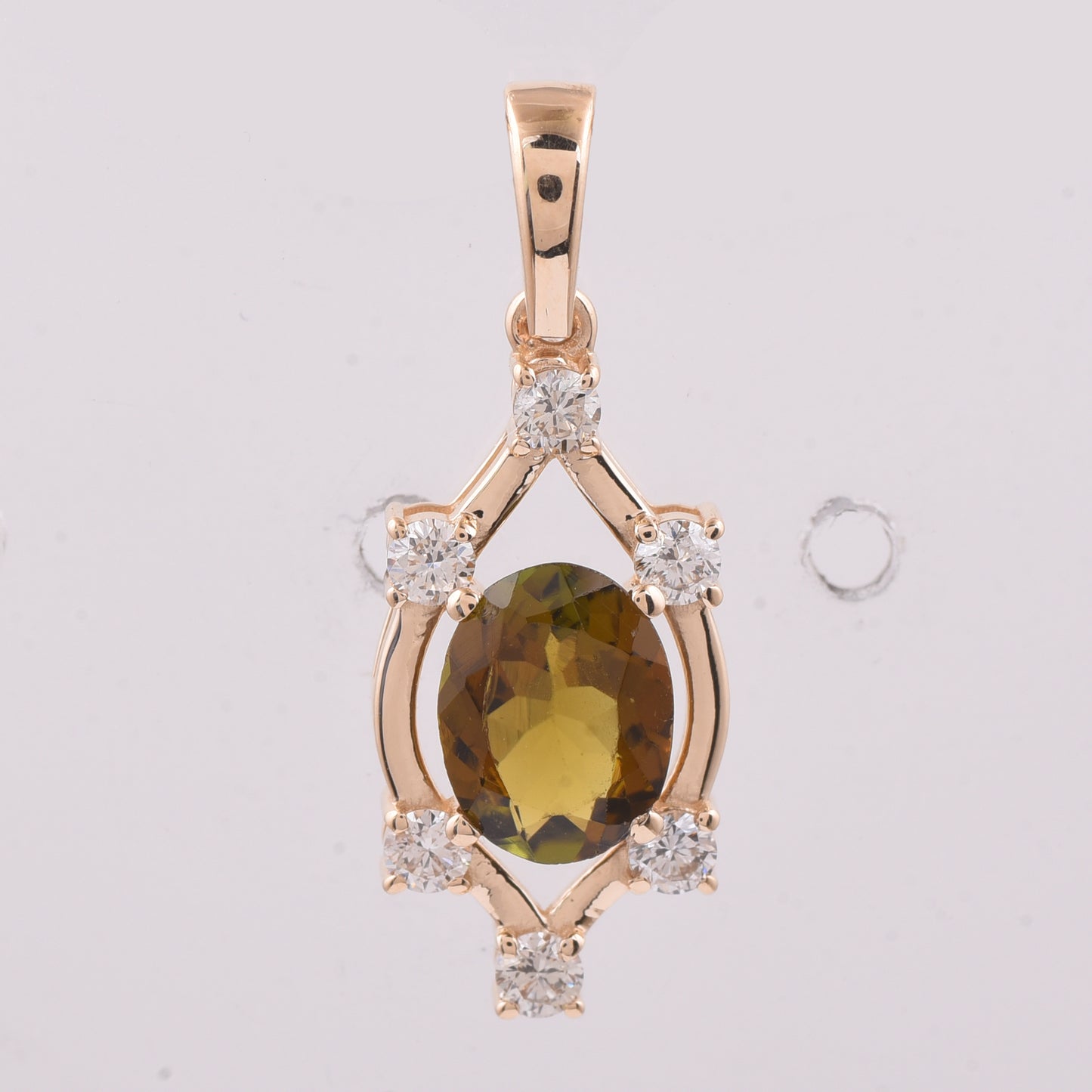 1.22 Ct Oval Natural Tourmaline 14K Gold Pendant