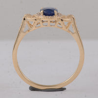 1.32 Ct Oval Blue Sapphire 9K Gold Ring
