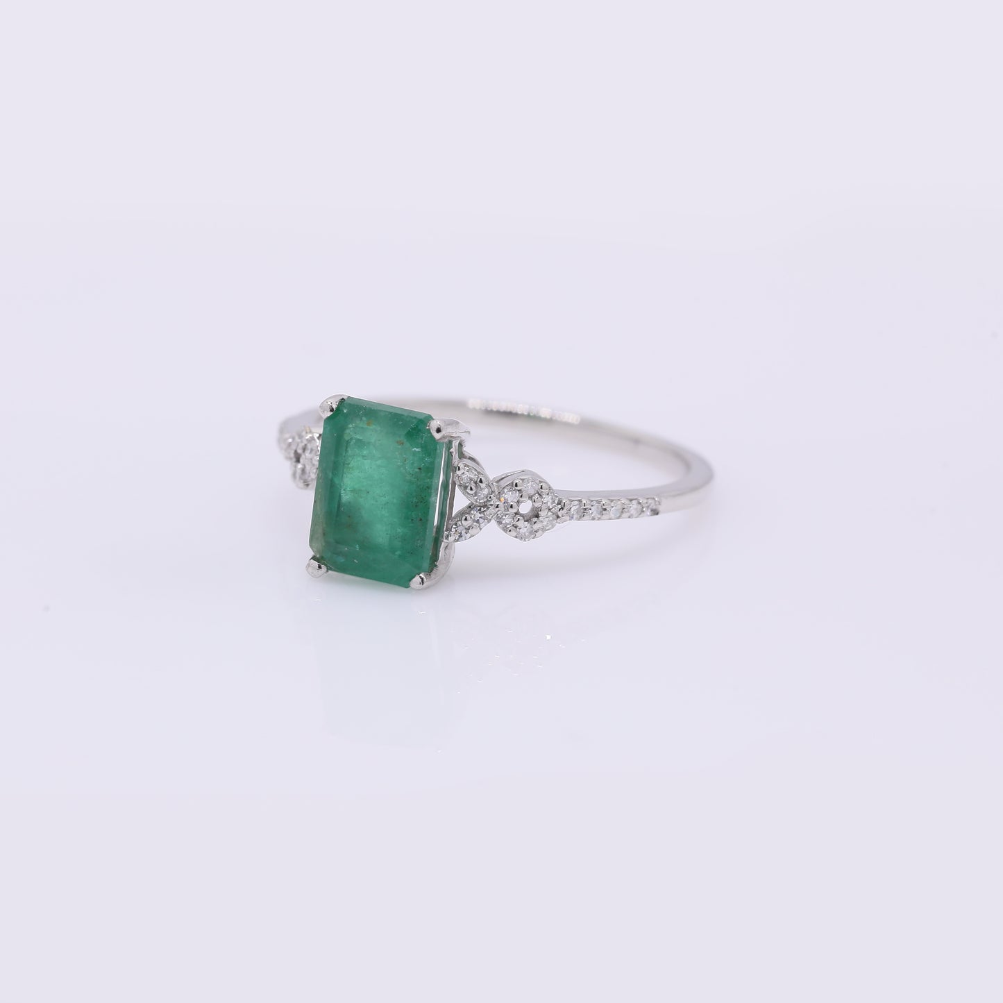 1.67 Ct Octagon Step Cut Natural Emerald 950 Platinum Ring