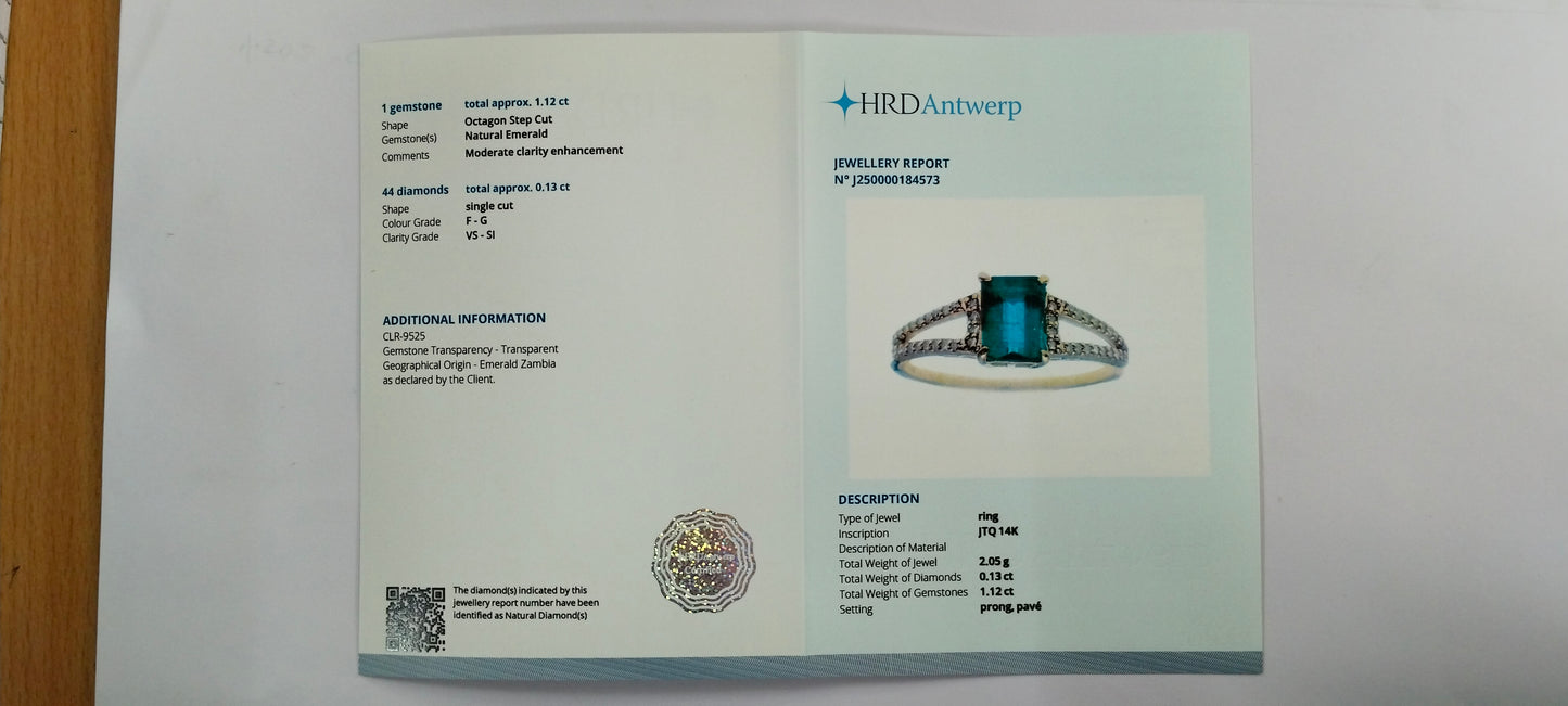 1.25 Ct Octagon Step Cut Natural Emerald 14K Gold Ring