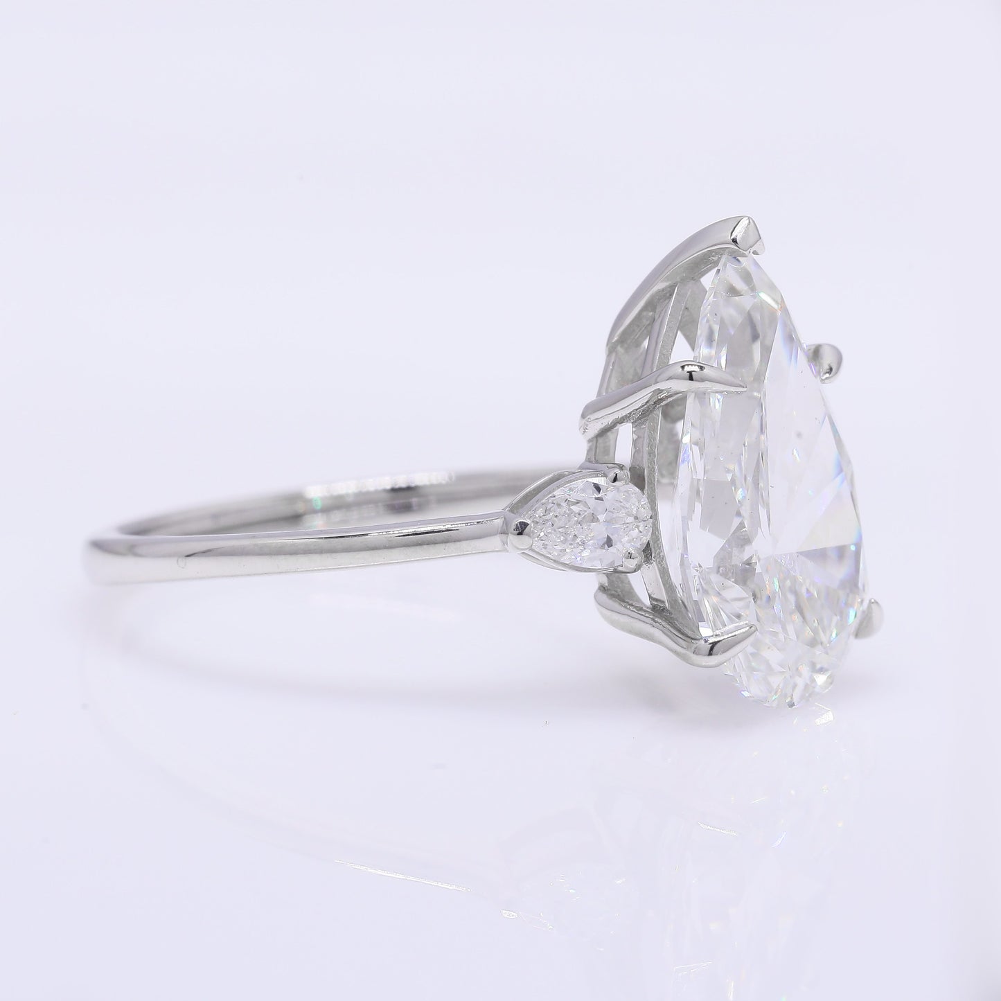 4.04 Ct Pear Brilliant Lab Grown Diamond 950 Platinum Ring