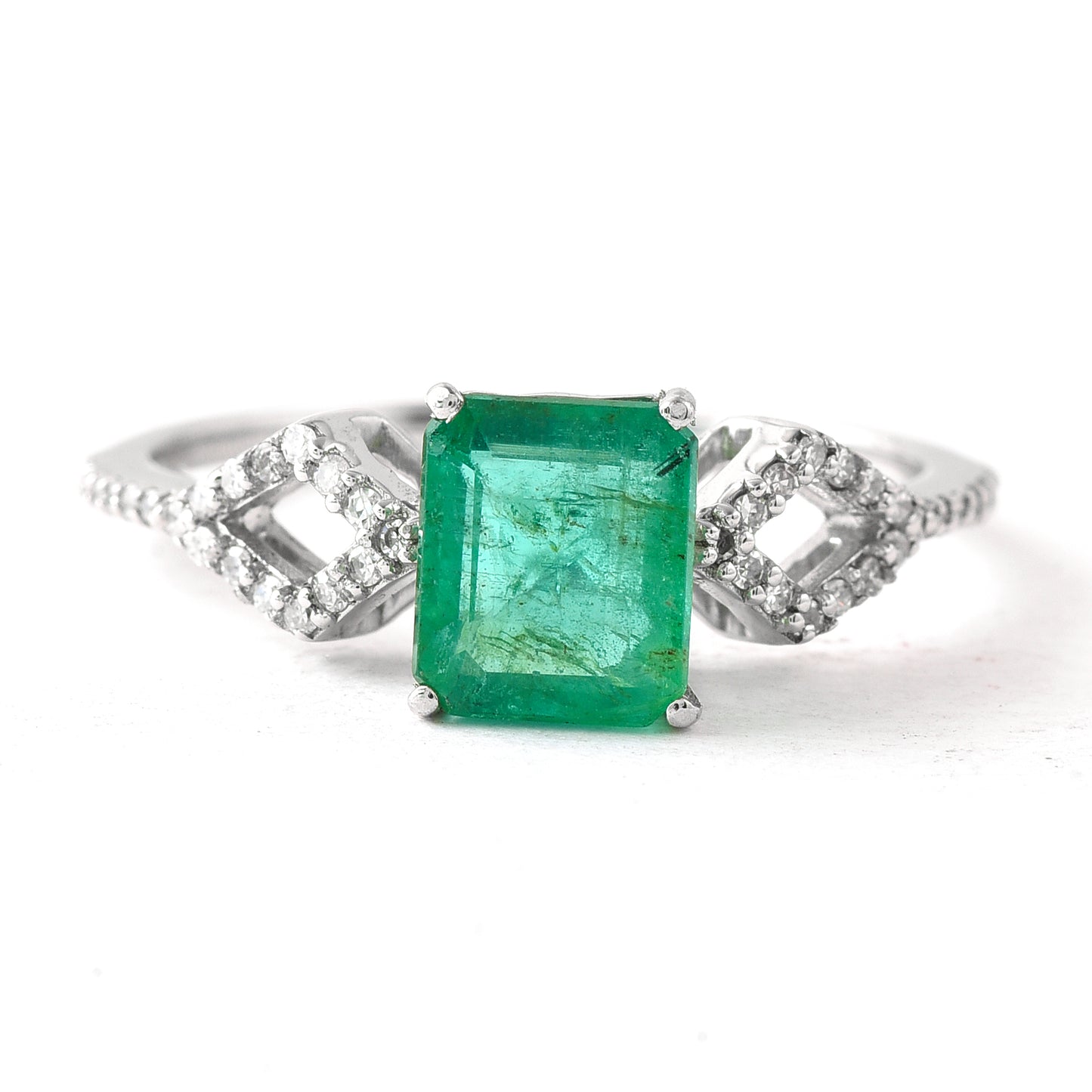 1.55 Ct Octagon Step Cut Natural Emerald 950 Platinum Ring