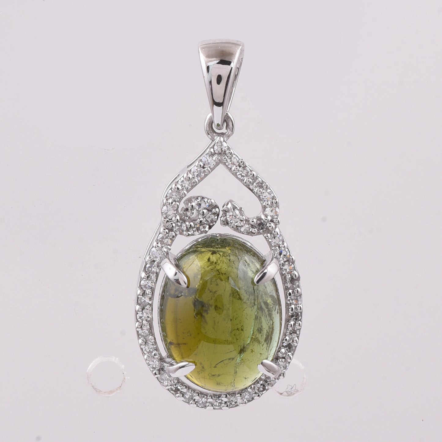 2.89 Ct Oval Natural Tourmaline 950 Platinum Pendant