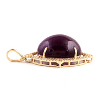 13.15 Ct Oval Cabochon Natural Corundum Ruby 14K Gold Pendant