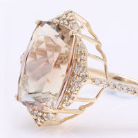 4.50 Ct Cushion Mixed Cut Natural Sunstone 14K Gold Ring