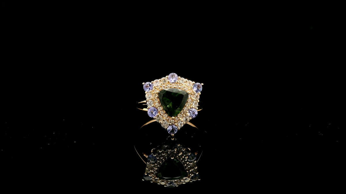 1.79 Ct Trillion Tourmaline 14K Gold Ring