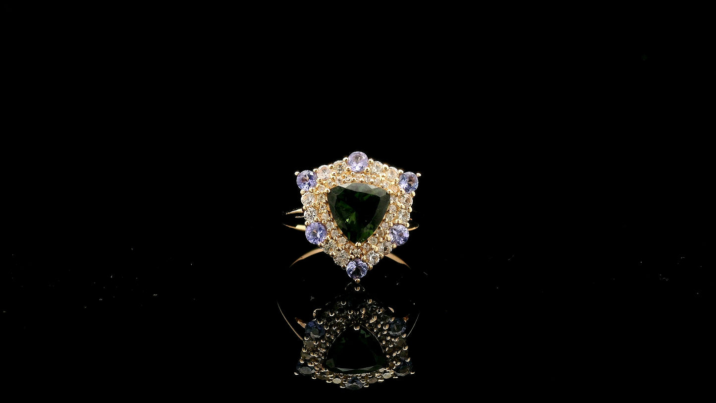 1.79 Ct Trillion Tourmaline 14K Gold Ring