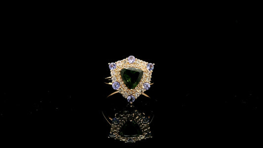 1.79 Ct Trillion Tourmaline 14K Gold Ring