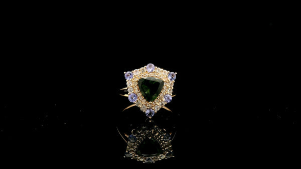 1.79 Ct Trillion Tourmaline 14K Gold Ring