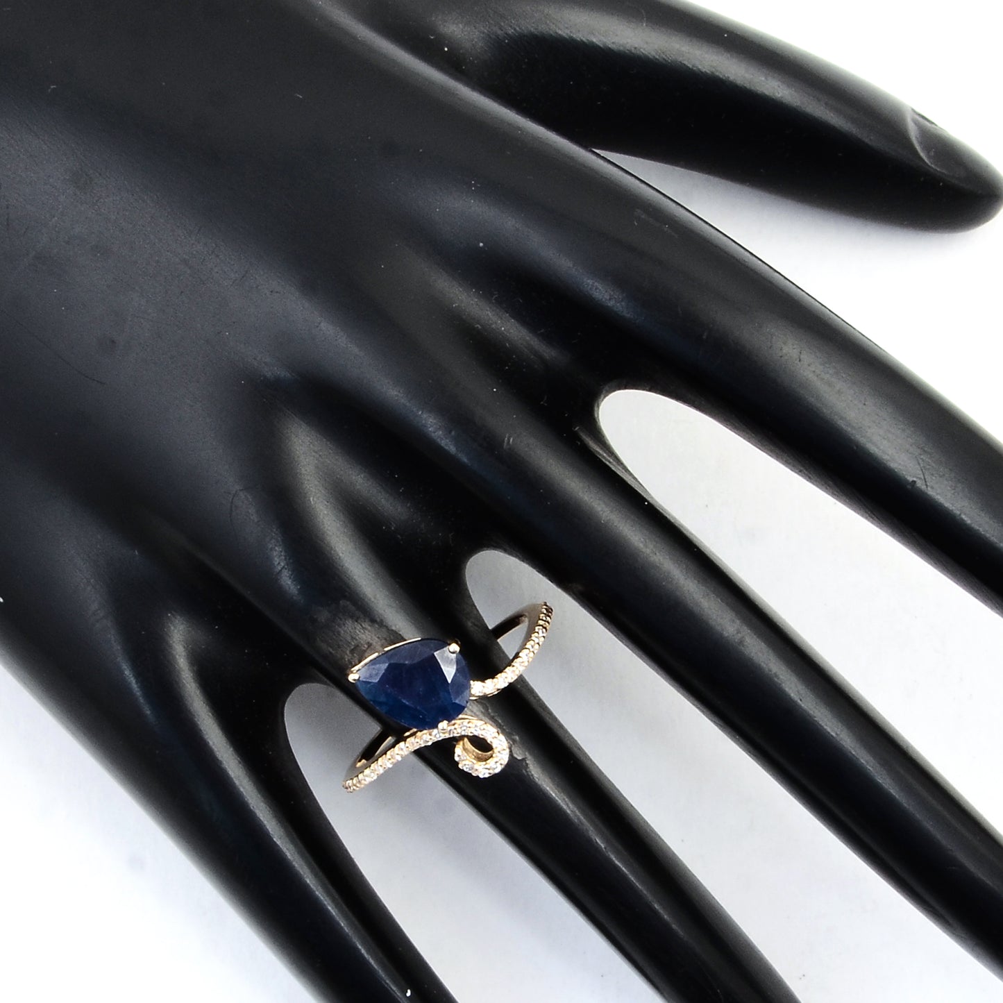 1.91 Ct Pear Mixed Cut Natural Corundum Sapphire 14K Gold Ring