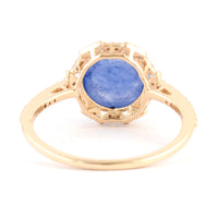 3.97 Ct Round Cabochon Natural Corundum Sapphire 14K Gold Ring
