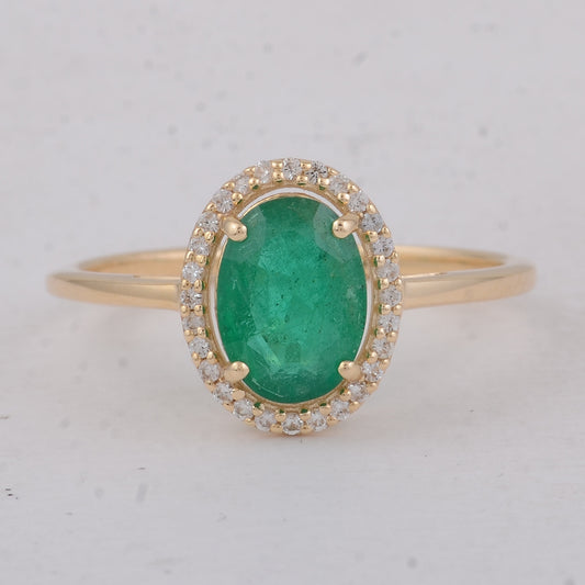 1.22 Ct Oval Emerald 9K Gold Ring
