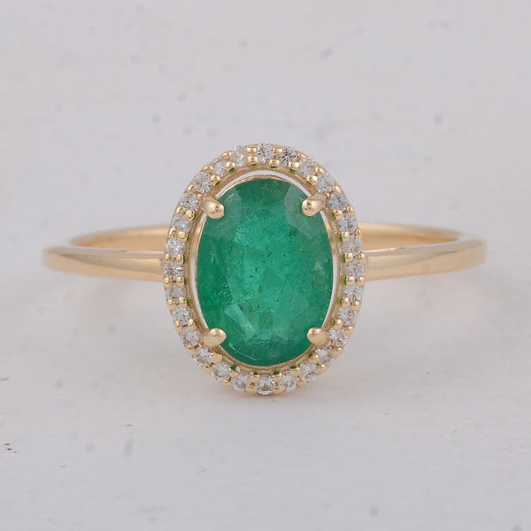 1.22 Ct Oval Emerald 9K Gold Ring