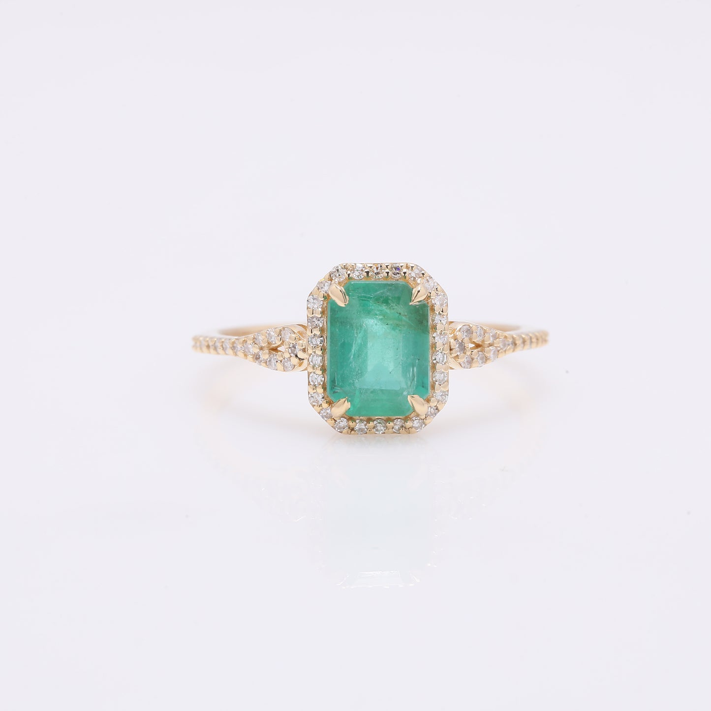 1.35 Ct Octagon Step Cut Natural Emerald 14K Gold Ring