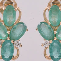 1.83 Ct Oval Natural Emerald 14K Gold Earrings