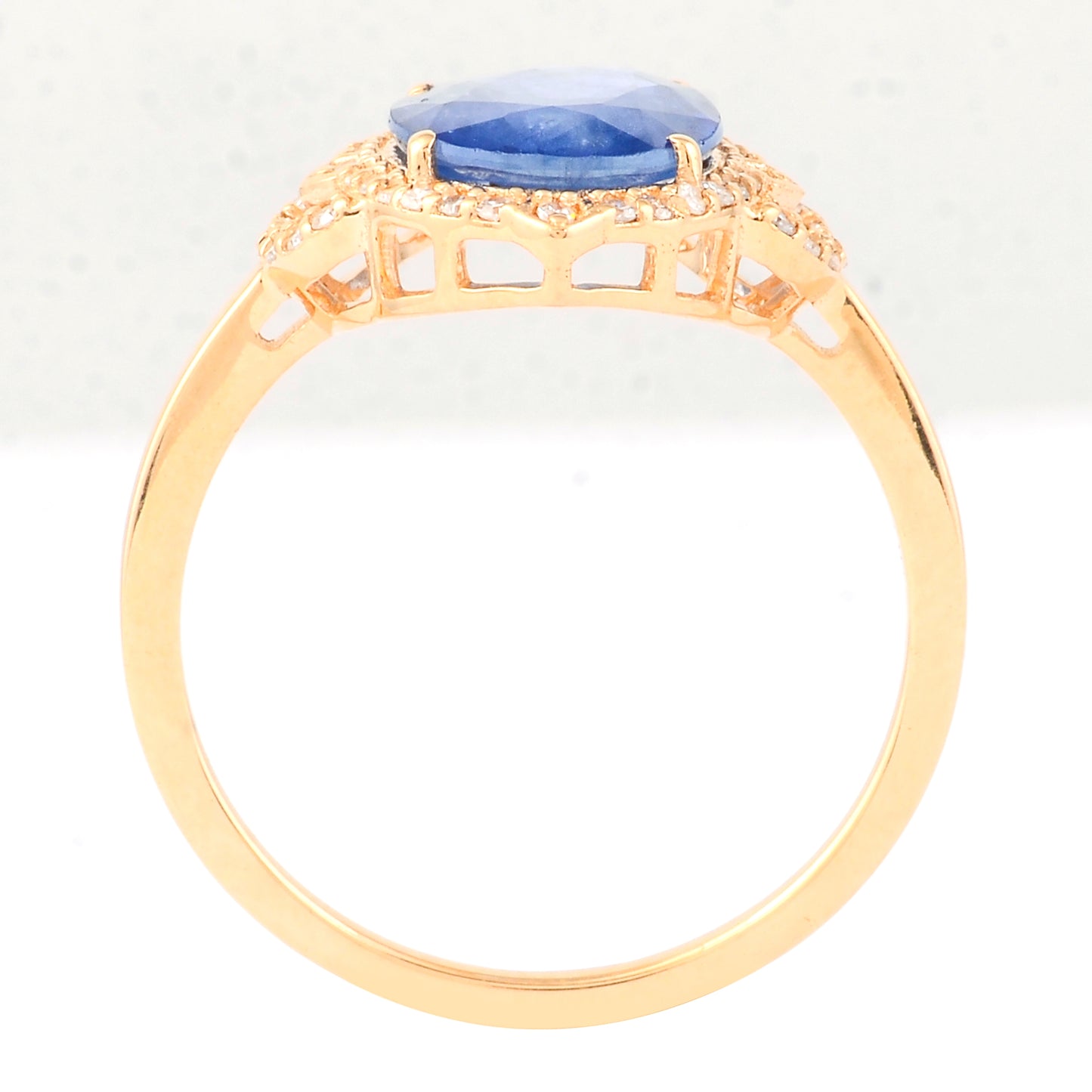 2.62 Ct Oval Mixed Cut Natural Sapphire 14K Gold Ring