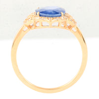 2.62 Ct Oval Mixed Cut Natural Sapphire 14K Gold Ring