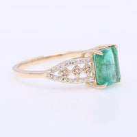 1.58 Ct Octagon Step Cut Natural Emerald 14K Gold Ring