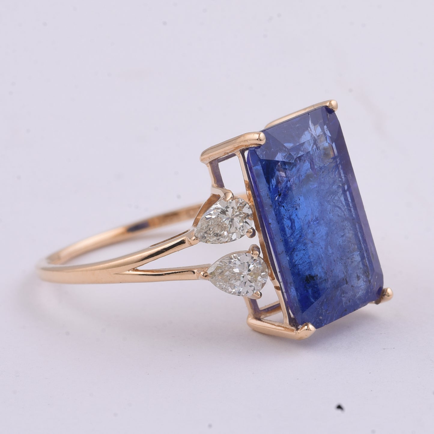 7.16 Ct Octagon Step Cut Natural Tanzanite 14K Gold Ring