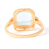 2.77 Ct Cushion Mixed Cut Natural Aquamarine 14K Gold Ring