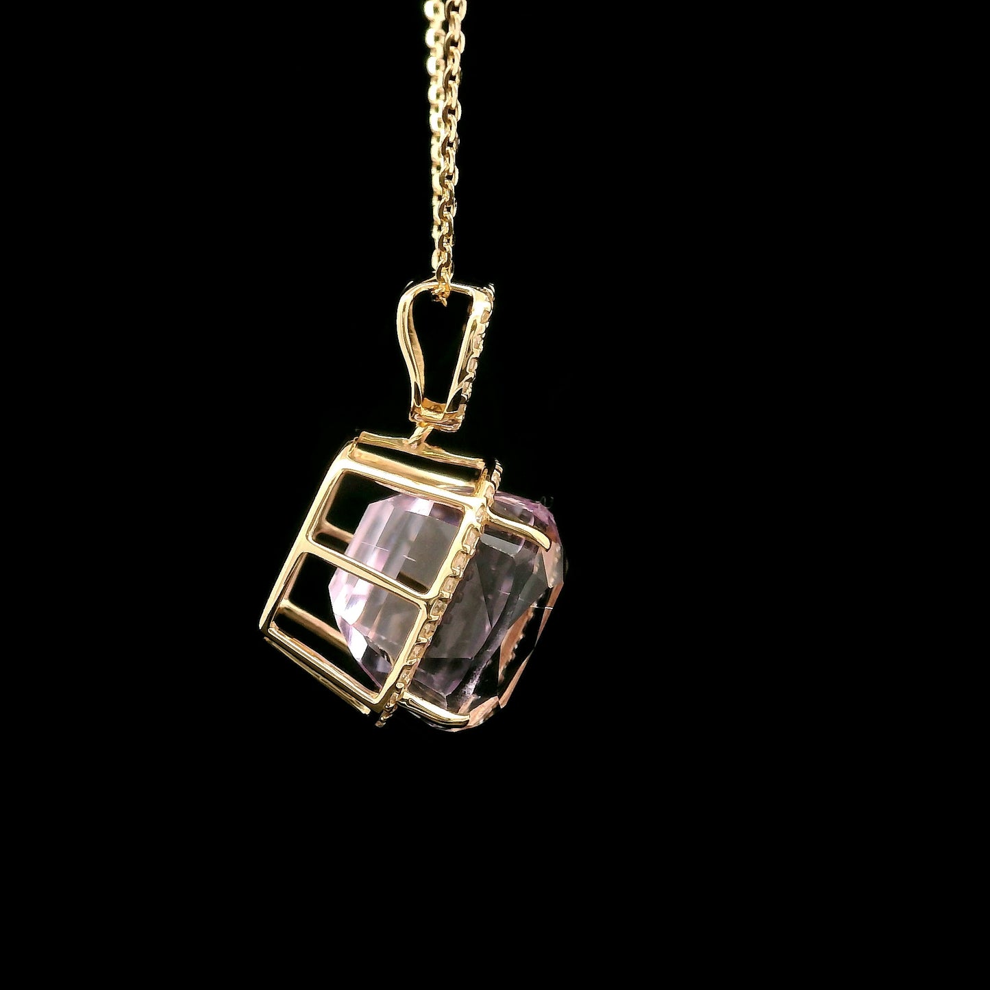 9.19 Ct Cushion Kunzite 14K Gold Pendant