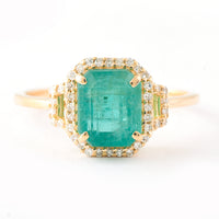2.20 Ct Octagon Step Cut Natural Emerald 14K Gold Ring