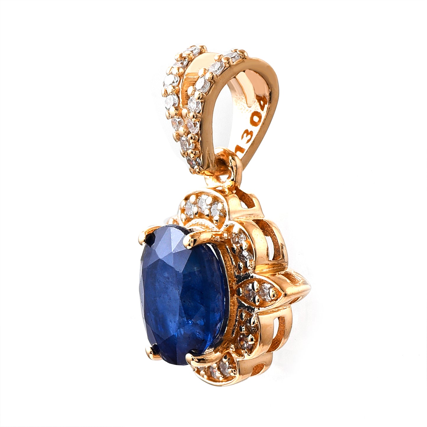 1.29 Ct Oval Mixed Cut Natural Sapphire 14K Gold Pendant