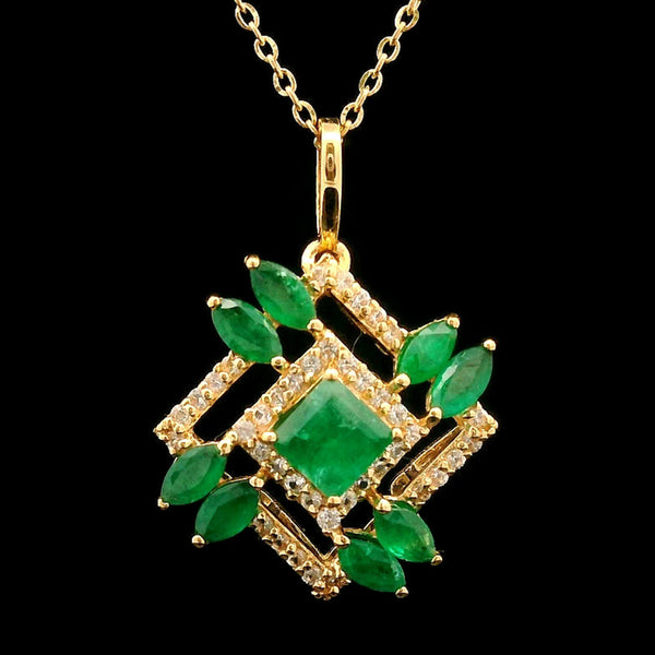 1.19 Ct Square Emerald 14K Gold Pendant