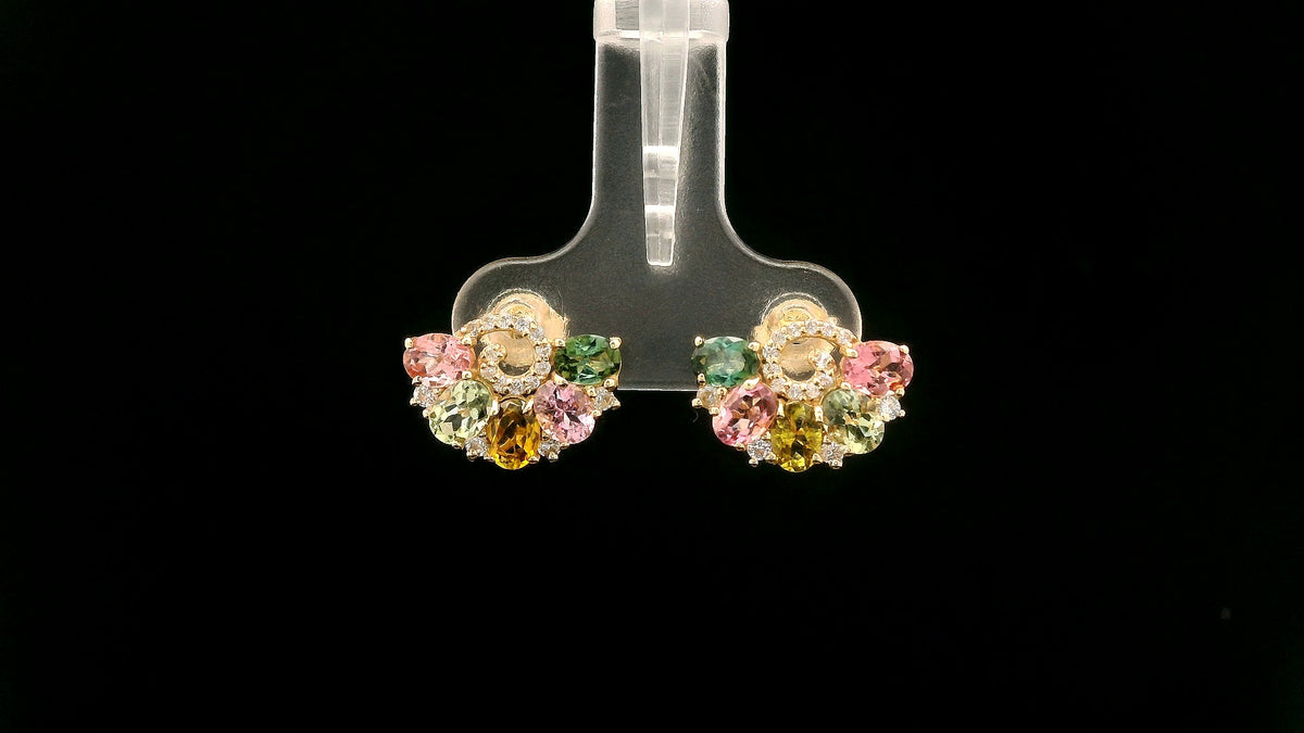 1.95 Ct Oval Tourmaline 14K Gold Earrings