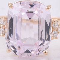 8.20 Ct Cushion Natural Kunzite 14K Gold Ring