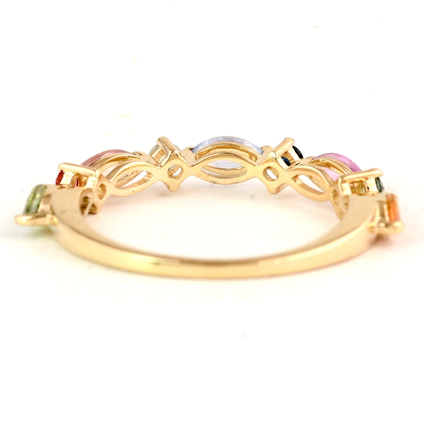 1.18 Ct Pear Multi Sapphire 14K Gold Ring